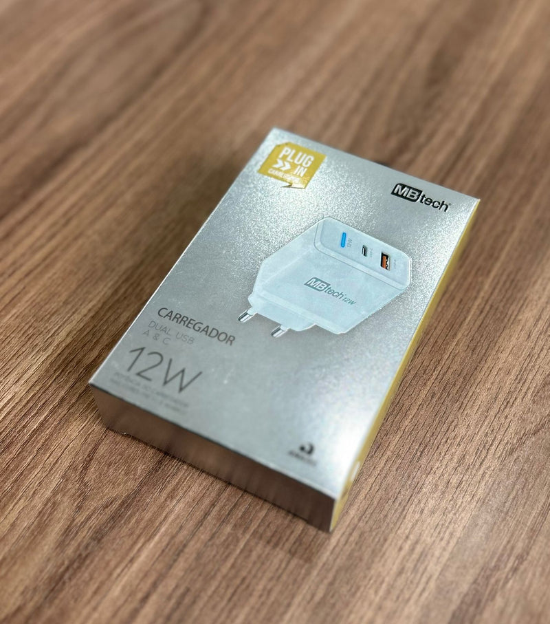 Fonte MBTECH dual USB A + USB‑C