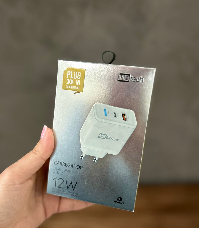 Fonte MBTECH dual USB A + USB‑C